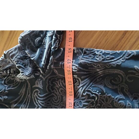 Laura Ashley Black Gray Velvet Burnout Paisley Evening Cardigan Small - Picture 7 of 10